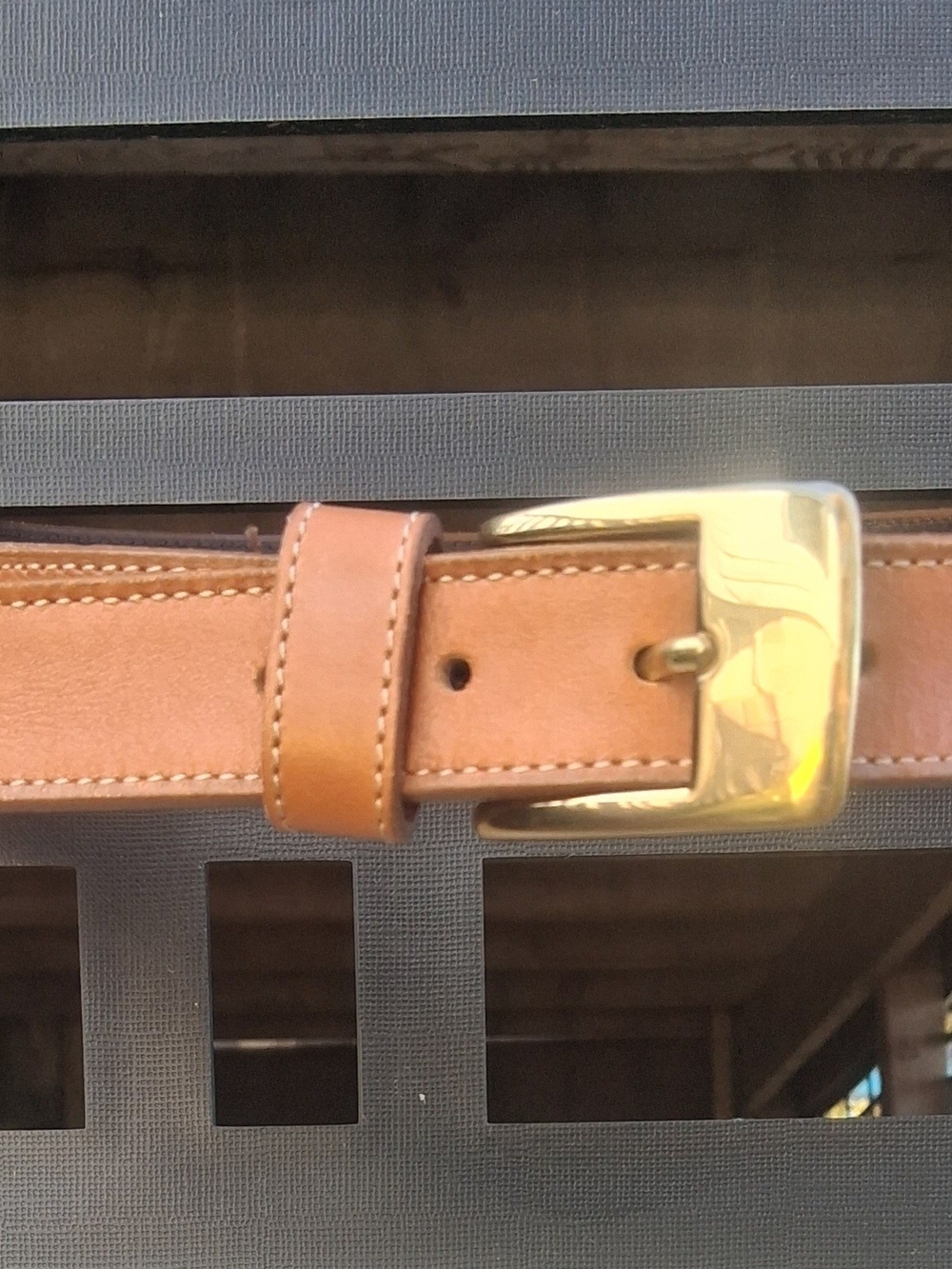 Vintage Eddie Bauer Aniline Glove Leather Belt Size M Tan Brass Mase In USA 3353